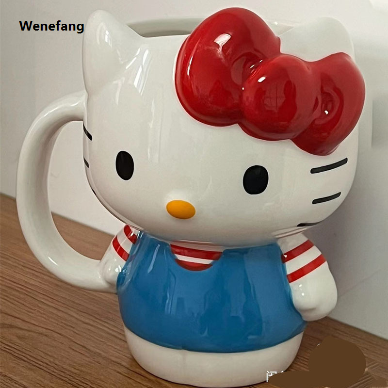 Wenefang Sanrio Hello Kitty Mug Kt Ceramic Water Cup Large Samll Cartoon 2025 New Large Capacity Pink Water Cup Tea Cup Cute Household Water Cup