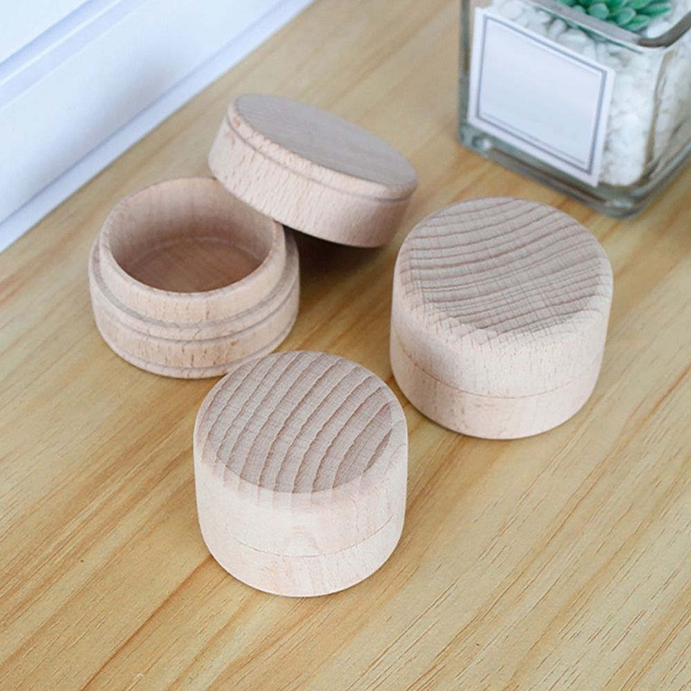 Small Round Wooden Box Wooden Crafts Storage Box Handmade Beads Container Home Decoration