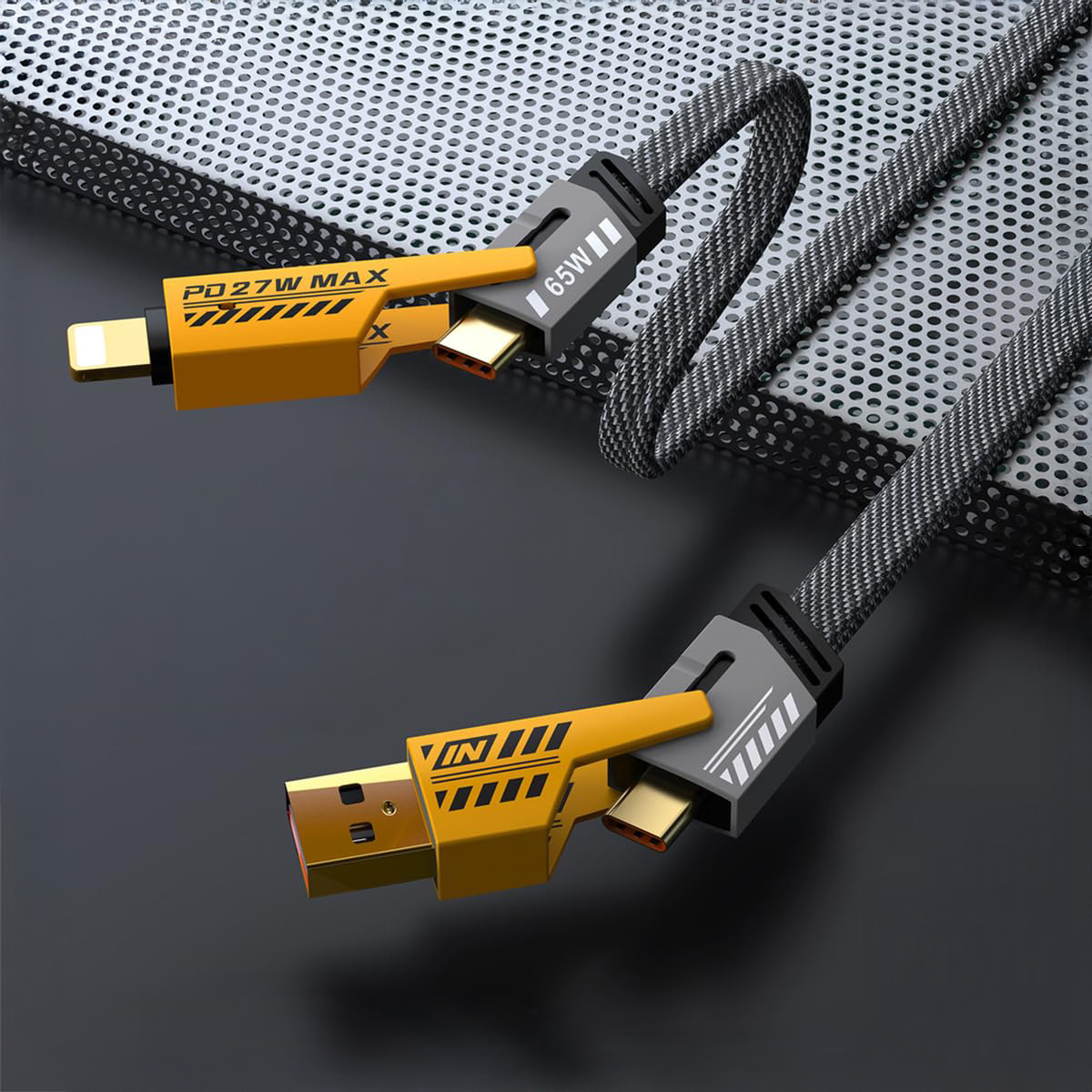 4 in 1 Multifunction Charging Data Cable Type C USB PD 65 MAX Fast Charging Cable 65W for Phone