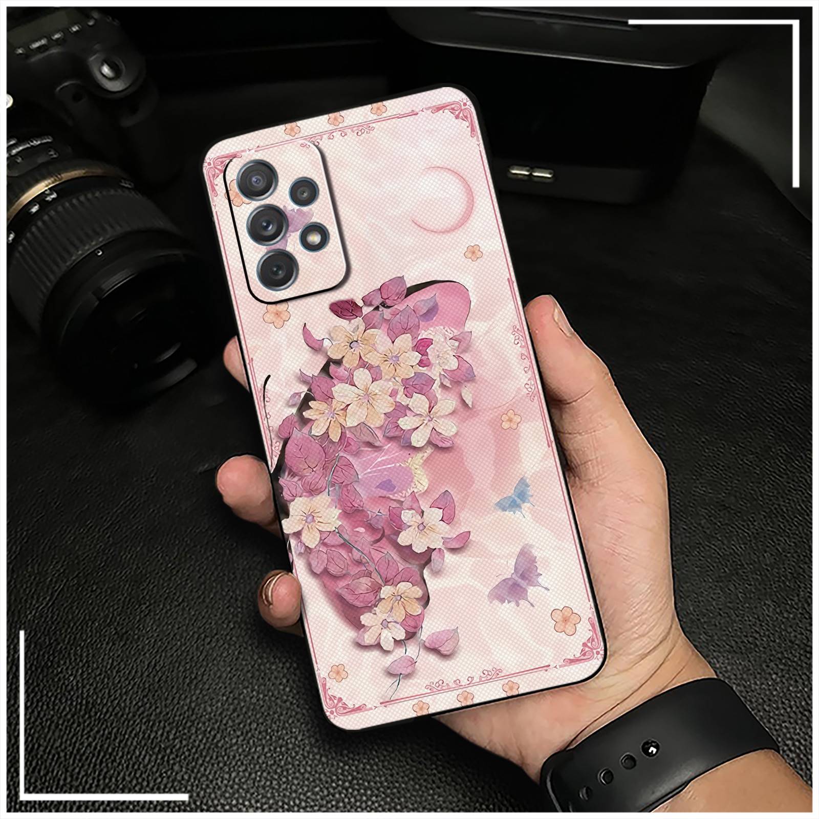 flower Waterproof Phone Case For Samsung Galaxy A52 5G/A52 4G/SM-A526B/A526W/A5260/A52S 5G Cartoon Dirt-resistant Cute