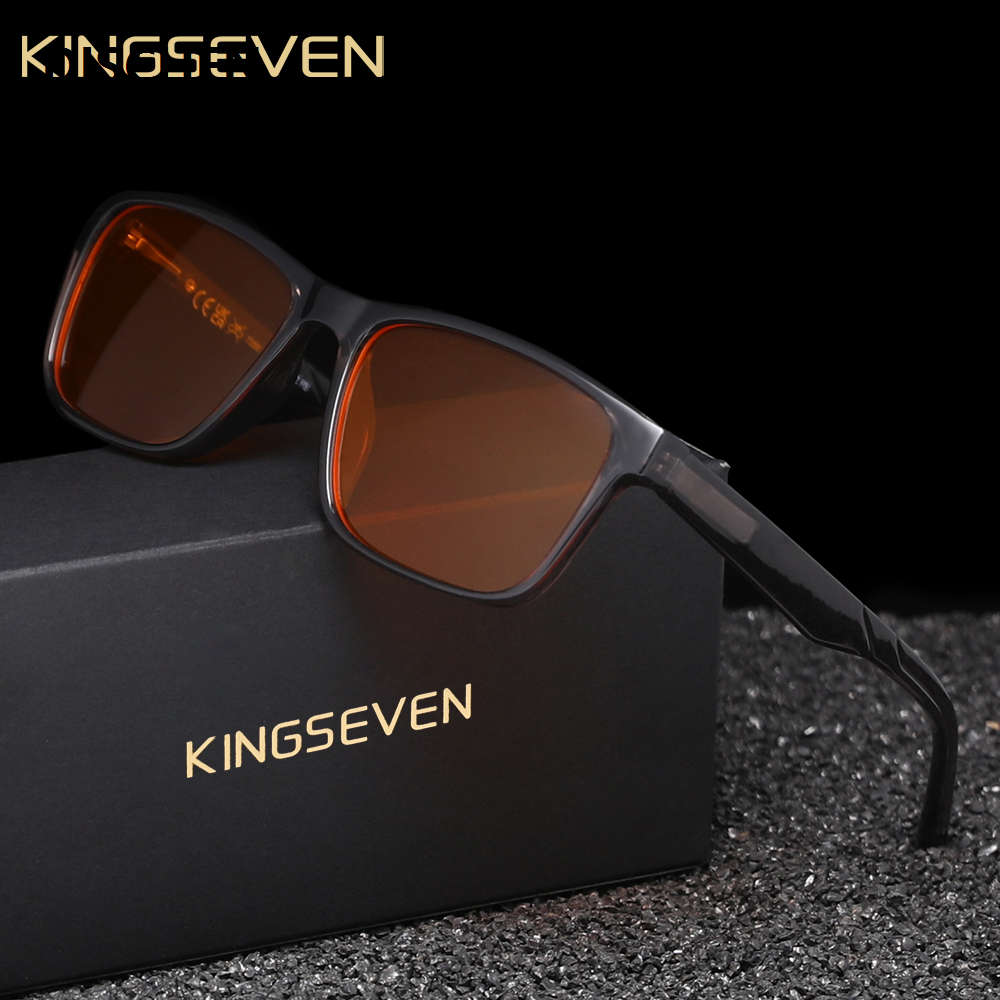 DISCHEN New style KINGSEVEN 99％ Blue Blocking Glasses Men/Women Phone Computer Anti-Blue Ray Eyewear Students Daliy Use Eyeglasses