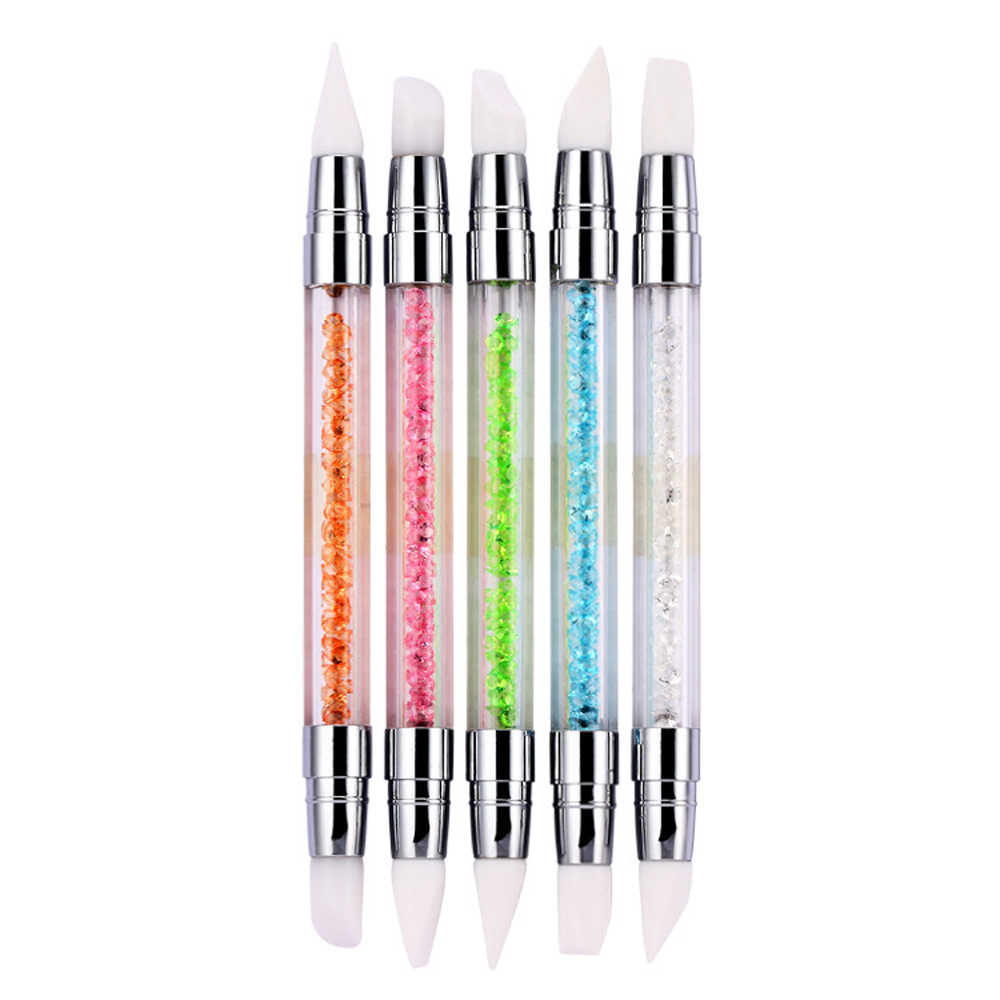 5 Pcs Acrylic Handle 2 Way Silicone Nail Brush Set