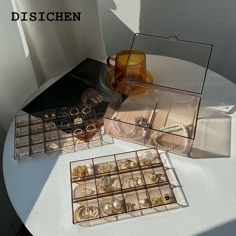DISICHEN Jewellery storage Earrings, acrylic jewelry, storage box, small delicate, packing jewelry, Internet celebrity earrings, multi-layer necklaces, accessories box