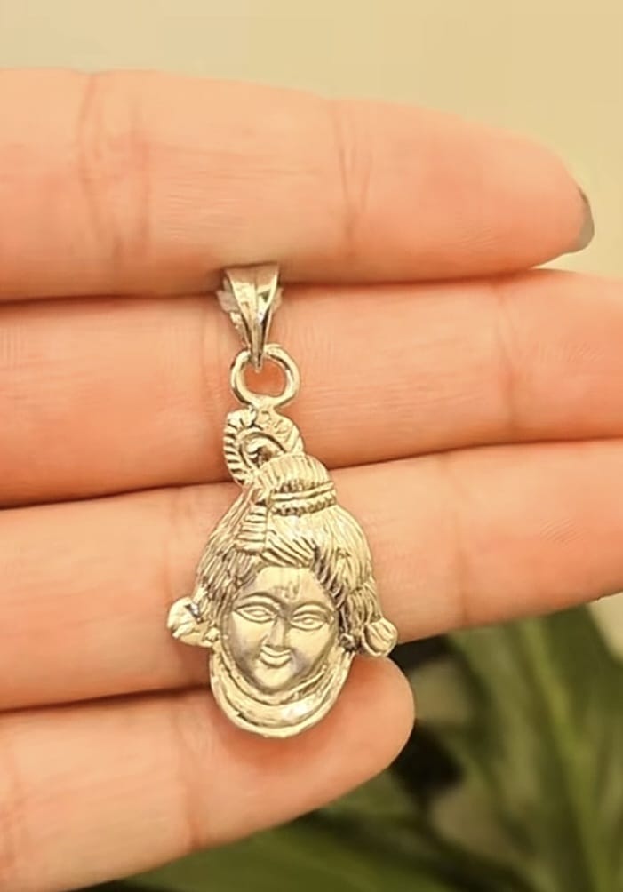 925 Sterling Silver Lord Shiva Face Pendant Spiritual Charm Necklace for Men & Women