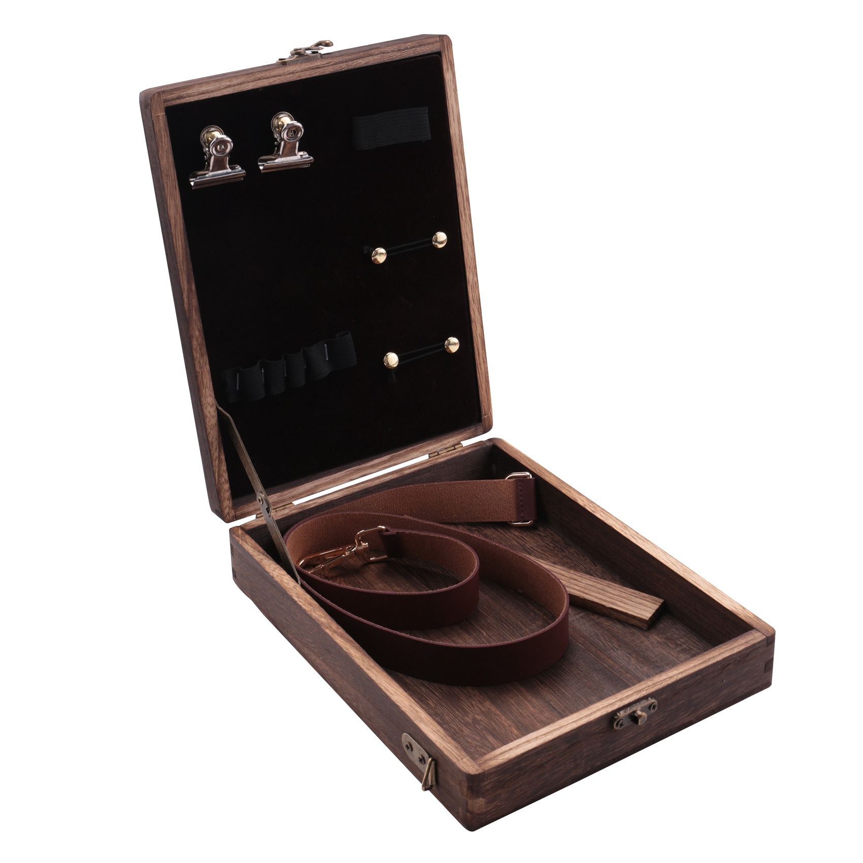 Writers Messenger Wood Box, Wooden Box with Hinged Lid Shoulder Bag, with Lid Latch Outdoor Sketching Storage Box Log
