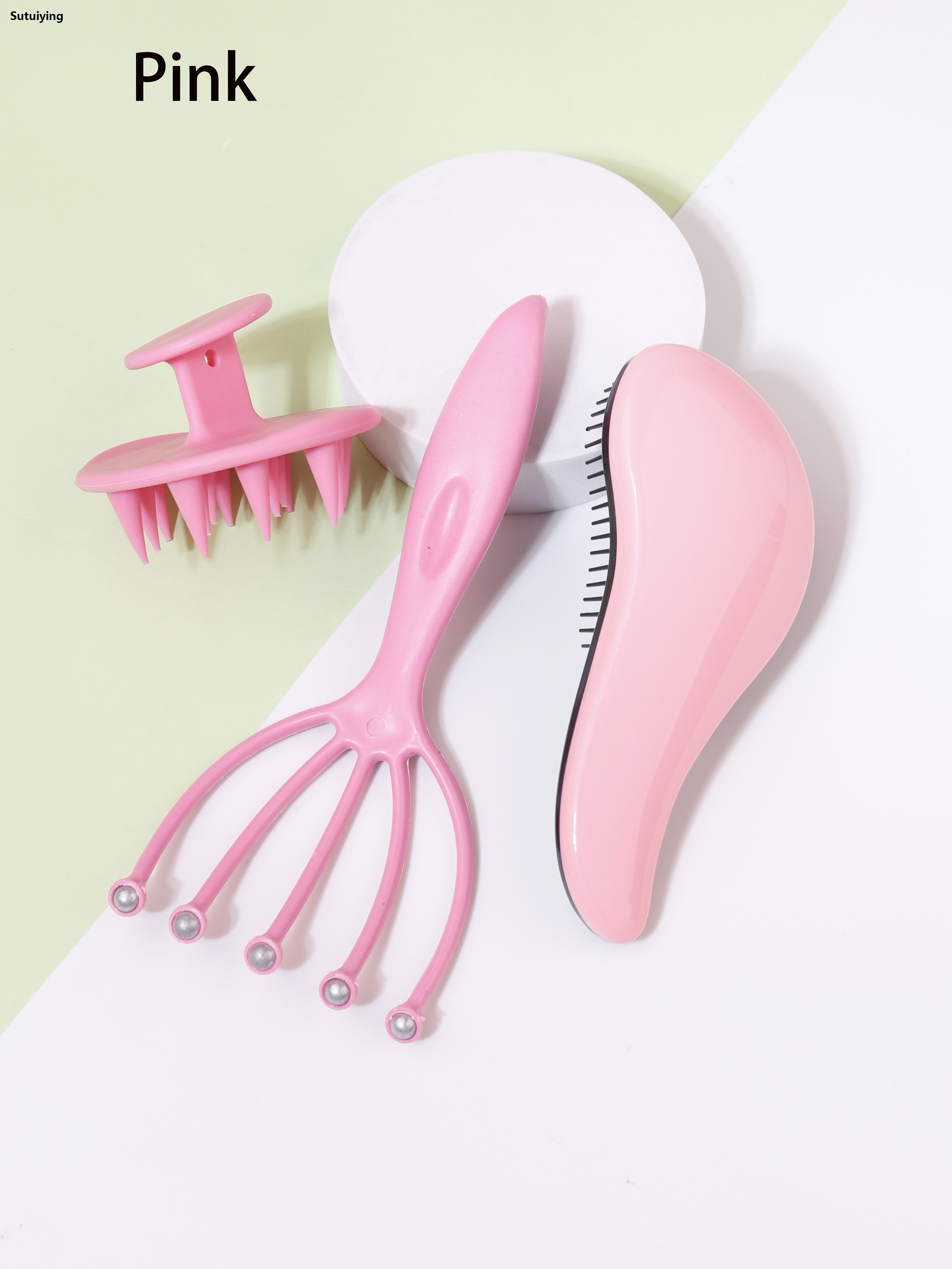 Sutuiying 3PCS / set of head massage combs, tangled hair brushes, and silicone Bargain price shampoo combs for combing and protecting the scalp.