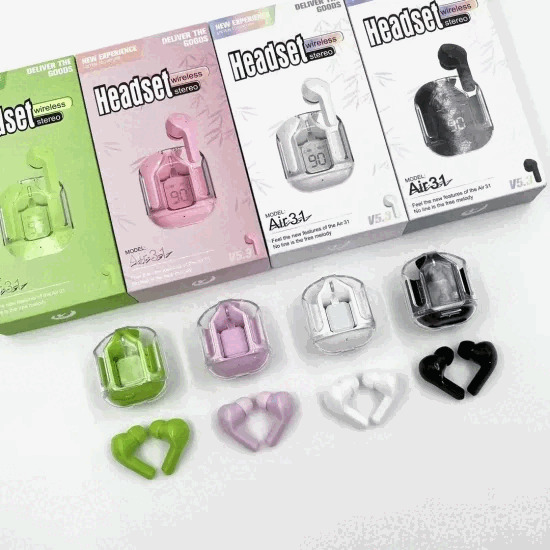 HOT Zylon Air 31 Wireless Earbuds Transparent Bluetooth5,3 Crystal Airpods Wireless Headphone LED Digital Display