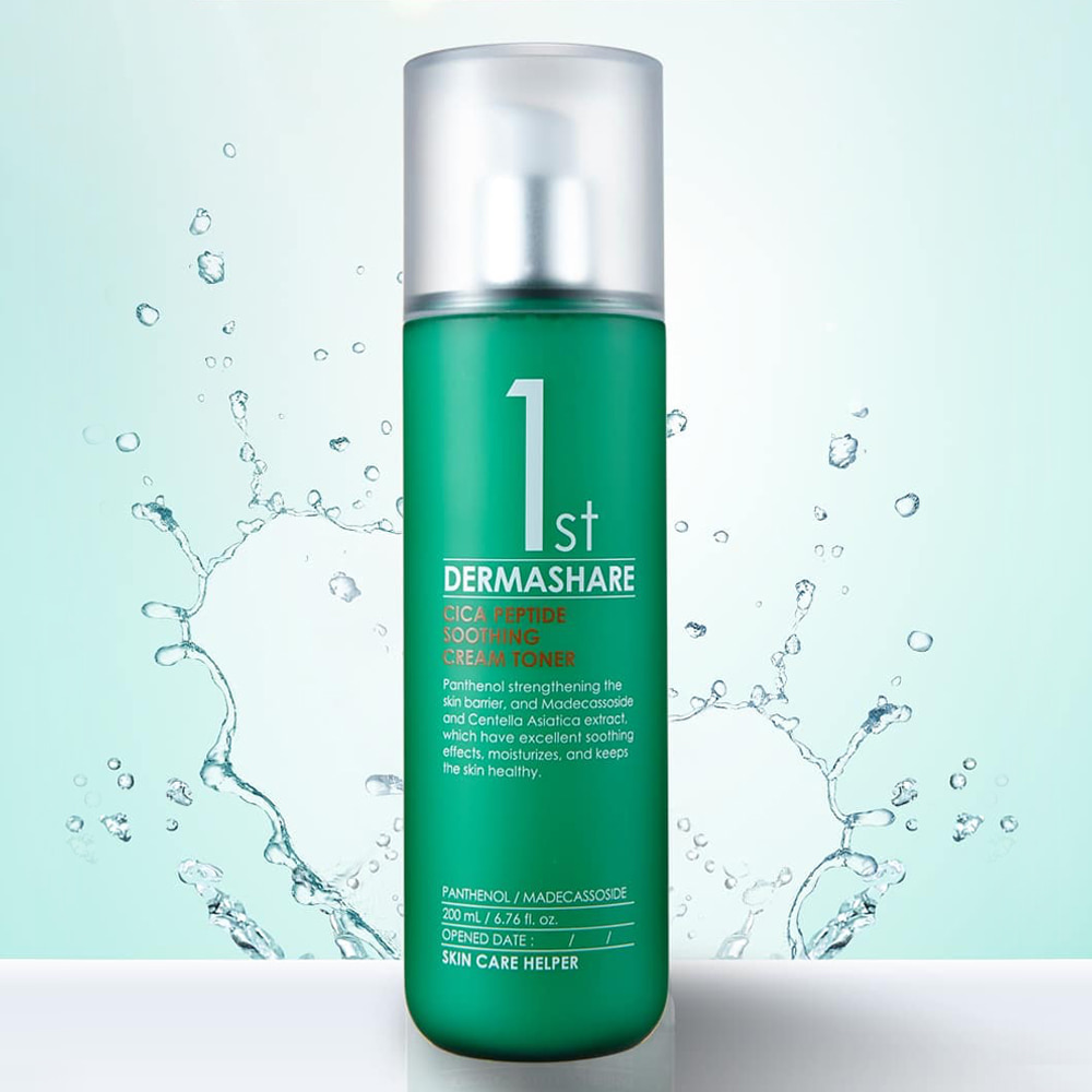DERMASHARE 1st Cica Peptide Soothing Cream Toner | Panthenol & Centella Asiatica | Skin Barrier Repair Toner | 200ml