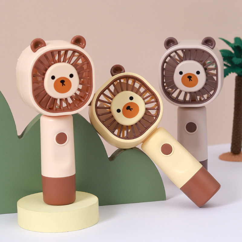 New summer cool cute bear cartoon handheld small fan USB charging silent portable wholesale production logo