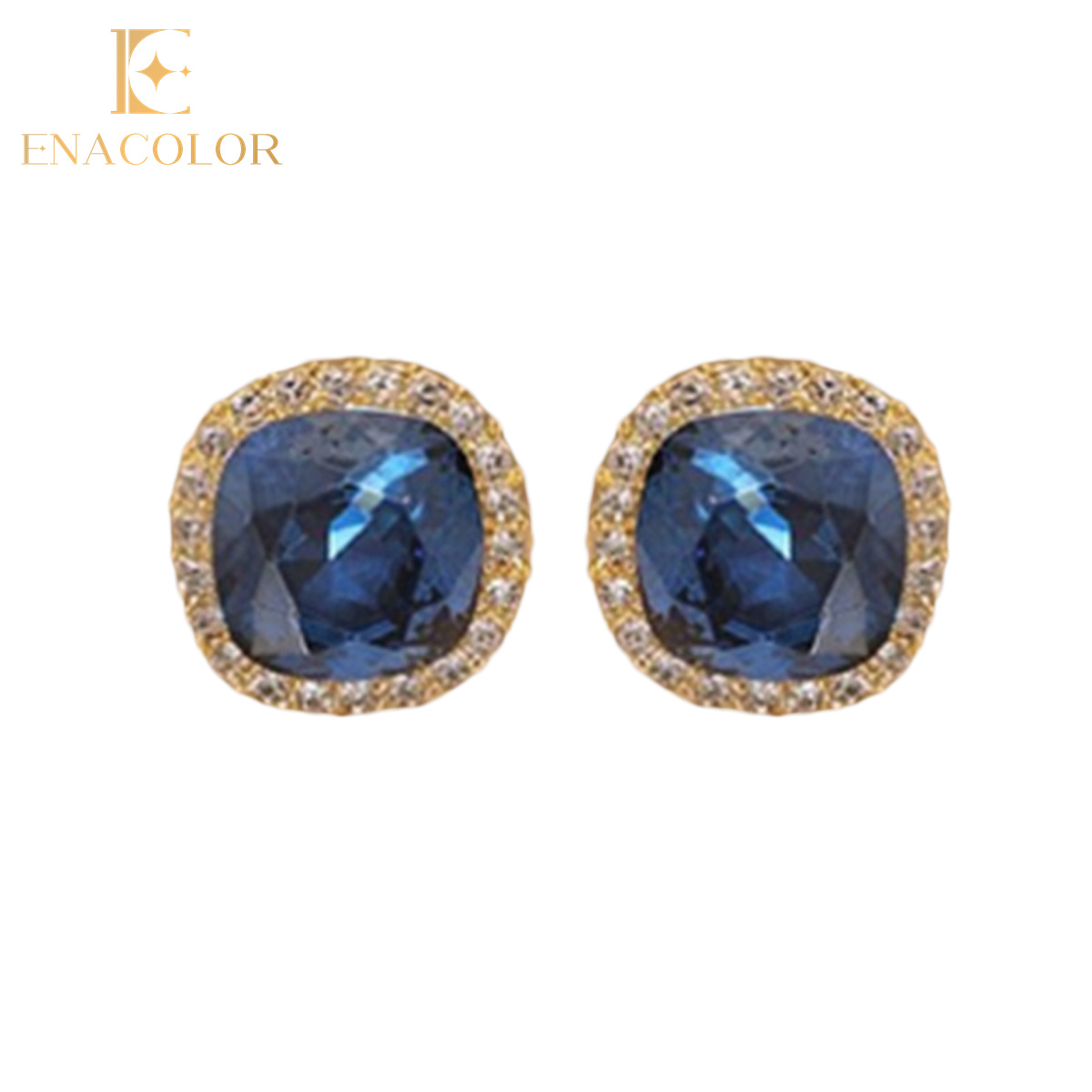 Delicate Blue Square Earrings Crystal Earings Korean Girls 2021 New