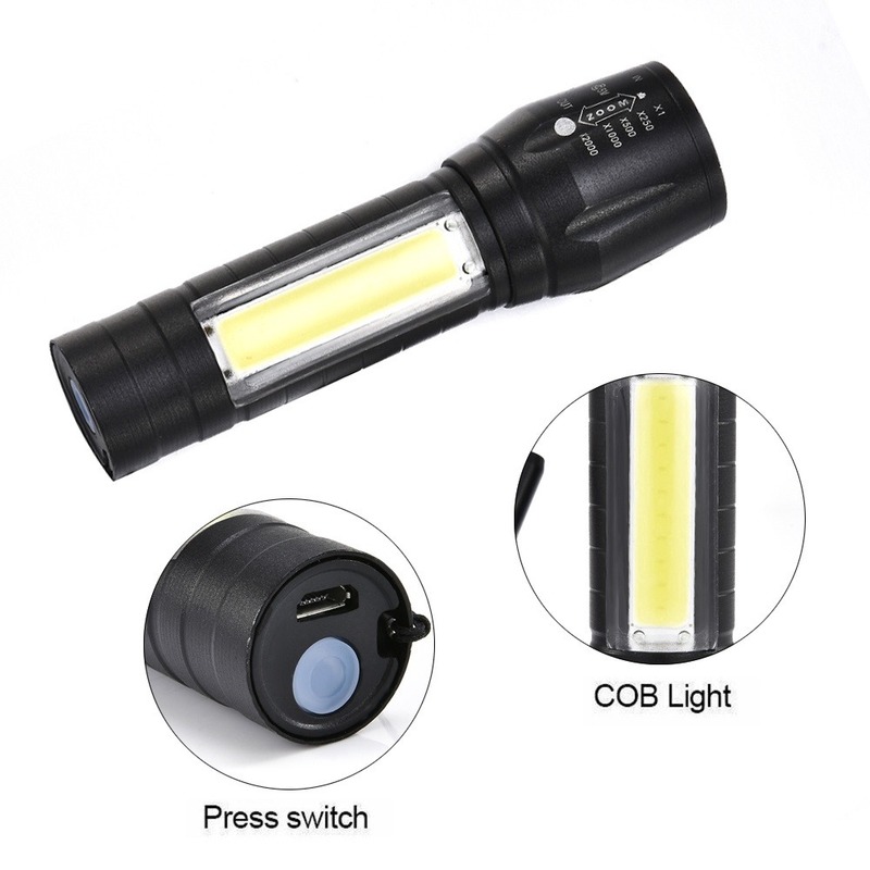 Aluminum Mini Small Torch USB Rechargeable Cob Led Flashlights with Zoom