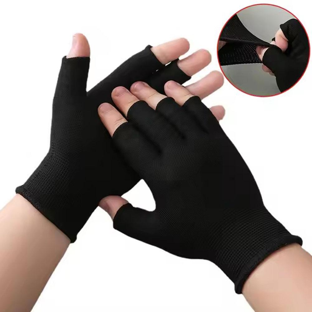 Men's and women's gloves fingerless black gloves, cotton knitted gloves, warm winter pair 1 workout wool wrist half finger universal