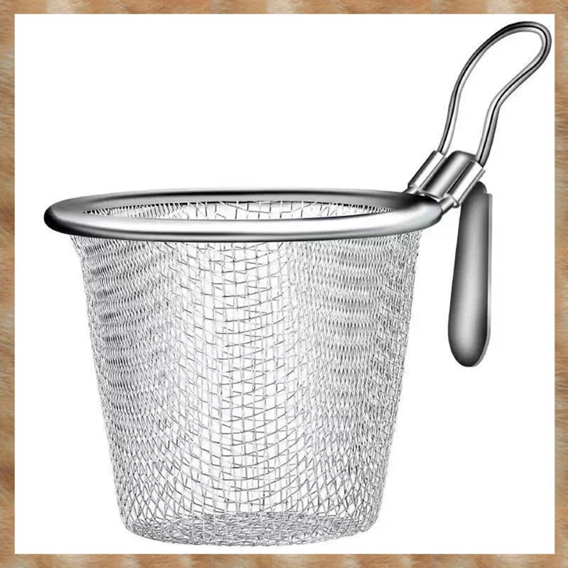 2Pcs Stainless Steel Colander Strainer Basket Food Kitchen Colander Baskets Hot Pot Frying Strainers Serving Noodle , L