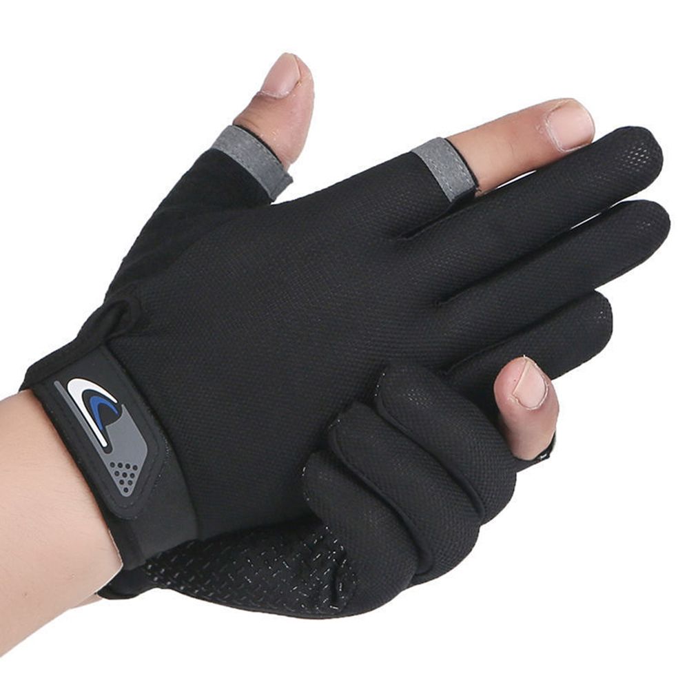 1Pair Anti-Slip Breathable Fishing Gloves Two-Finger Cut Sport Cycling Mittens for Men And Women Fashionable Outdoor Gear