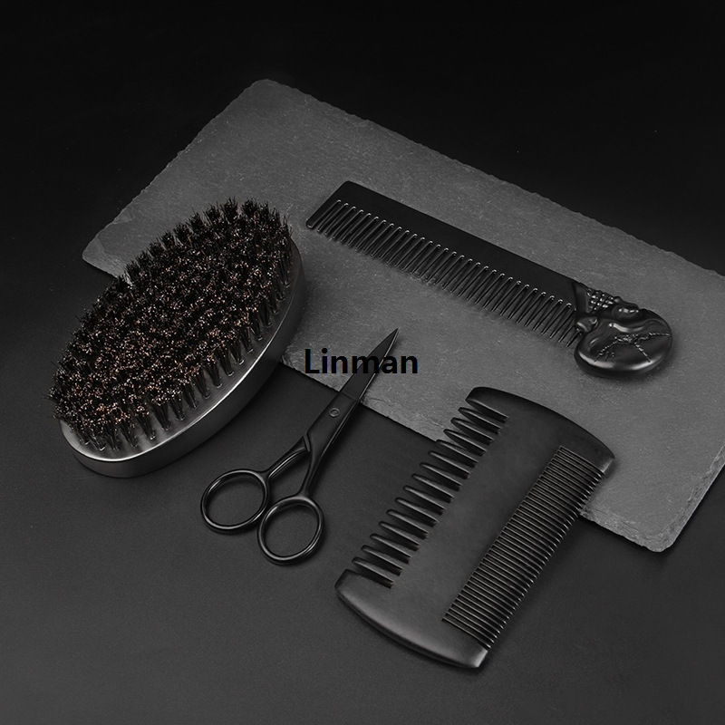 Linman Professional Shaving Brush Boar Bristle Beard Brush 4 Pcs Set Profesional Men Shaving Tools Hairdresser Shaving Brushes Beard Accessories