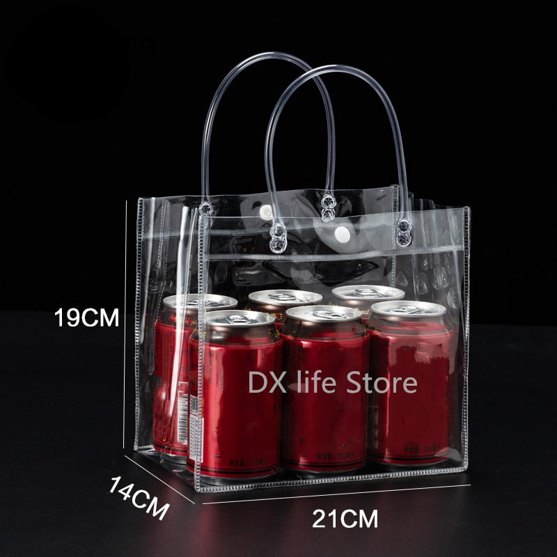Wenefang transparent bag 10pcs/20pcs/lot Transparent soft PVC gift tote packaging bags with hand loop, clear Plastic handbag, cosmetic bag
