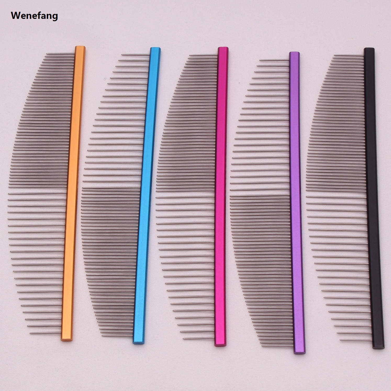 Wenefang Pet Grooming Combs Aluminum Alloy Brush For Dogs Boundary Knot Massage Portable Tools Professional Salon Cat Hair Cleaning Crescent Combs