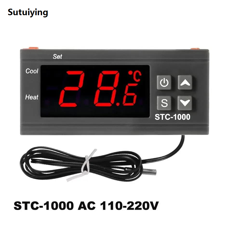 Sutuiying STC-1000 LED Digital Temperature Controller Centigrade Thermostat Bargain price Heating Cooling 2 Relays Output with NTC Sensor Probe 12v 24v