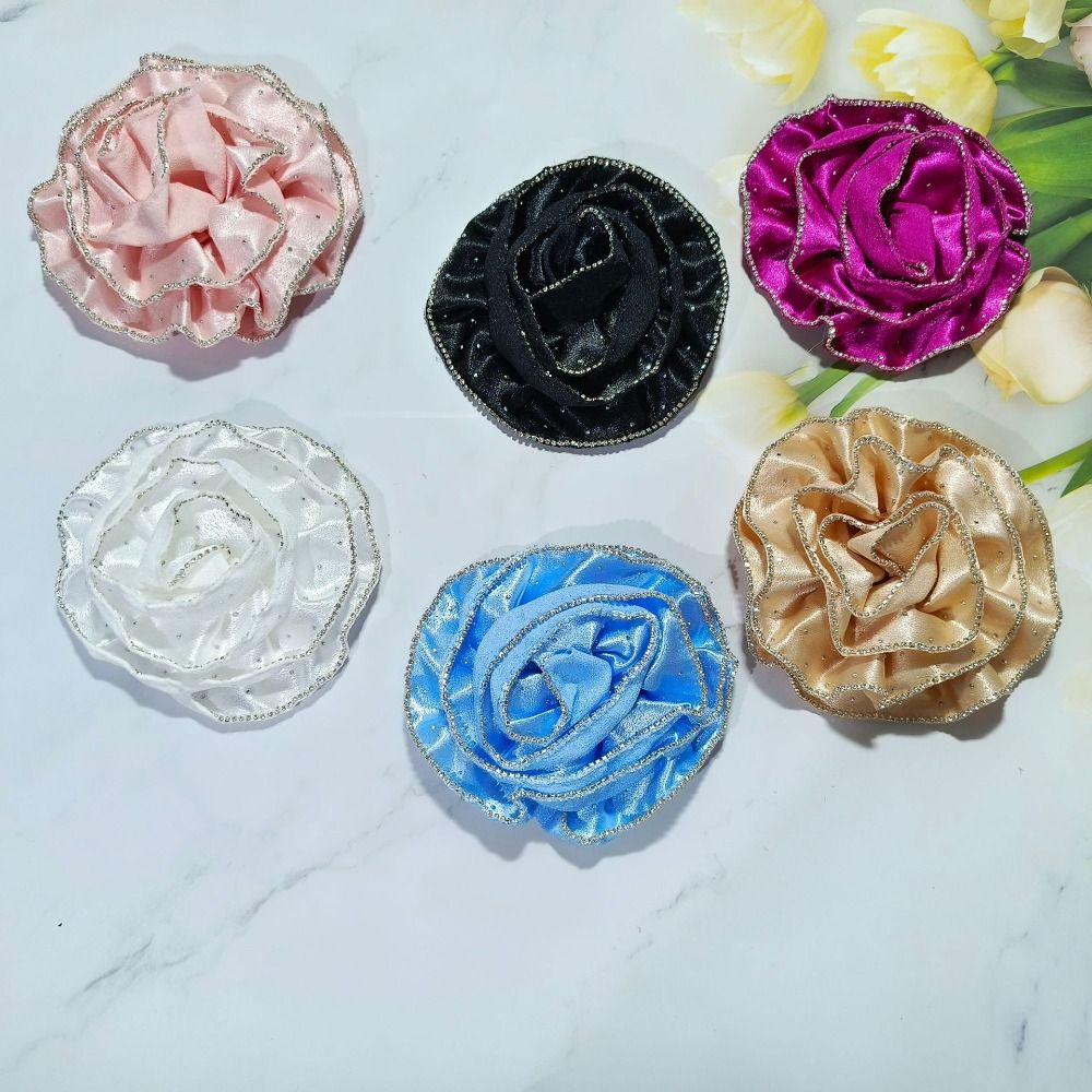 New Handmade Rose Flower Rhinestone Patch Clothing Dress Neck Decoration DIY Sewing Applique for Women's Clothing Accessories Flower Brooch 3D Flower Corsage