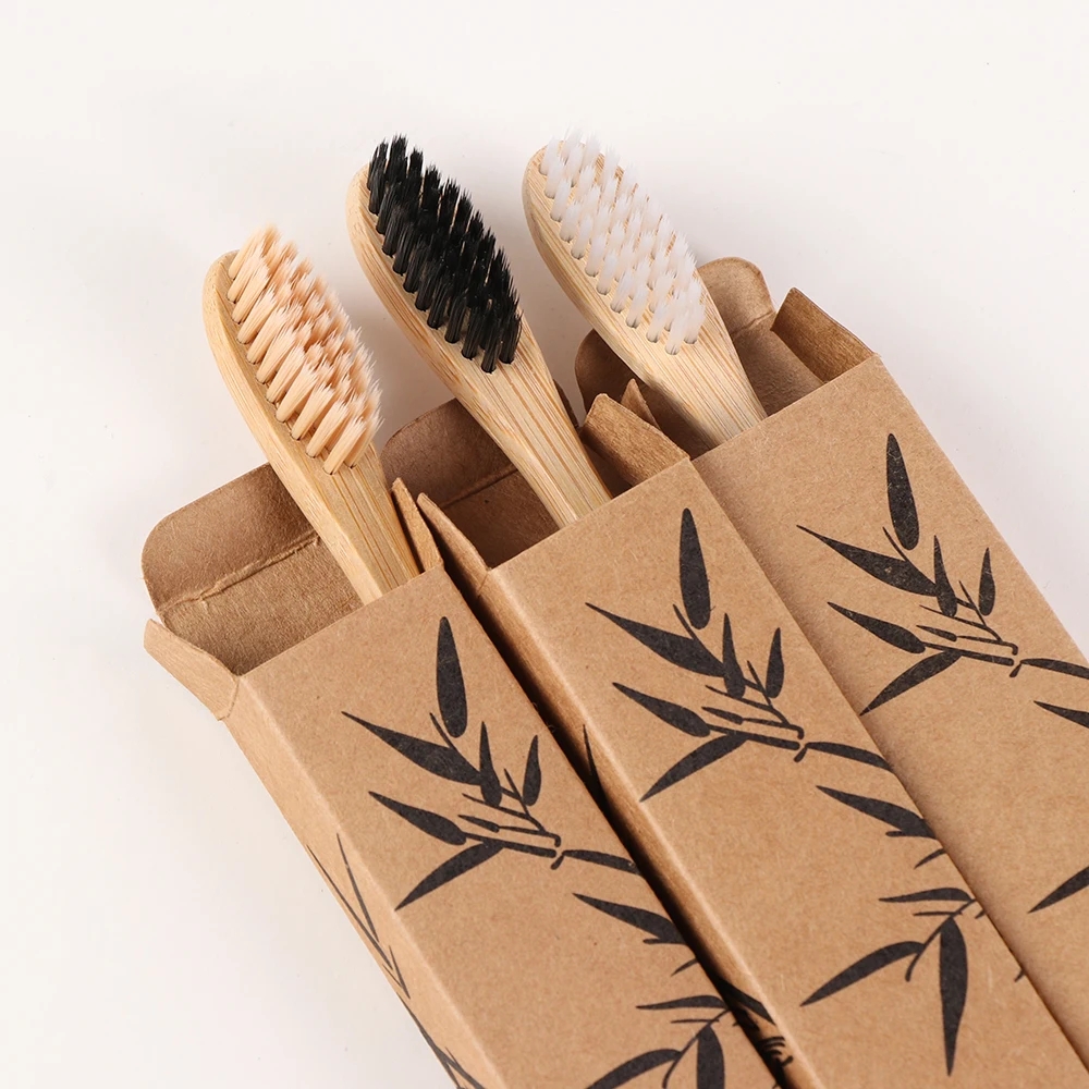 1/3PCS Wooden Toothbrush Solid Bamboo Handle Eco-Friendly Soft Fiber Teeth Brushes Dental Cleaning Oral Care Healthy Accessories