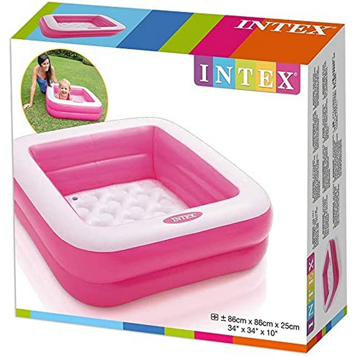 Intex Square Baby Pool 57100 | Inflatable Easy To Store 15 Gallon Capacity PVC Material Swimming Pool For Kids