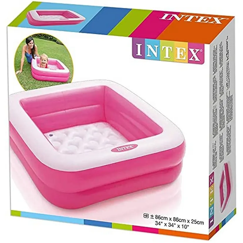 Intex Square Baby Pool 57100 | Inflatable Easy To Store 15 Gallon Capacity PVC Material Swimming Pool For Kids