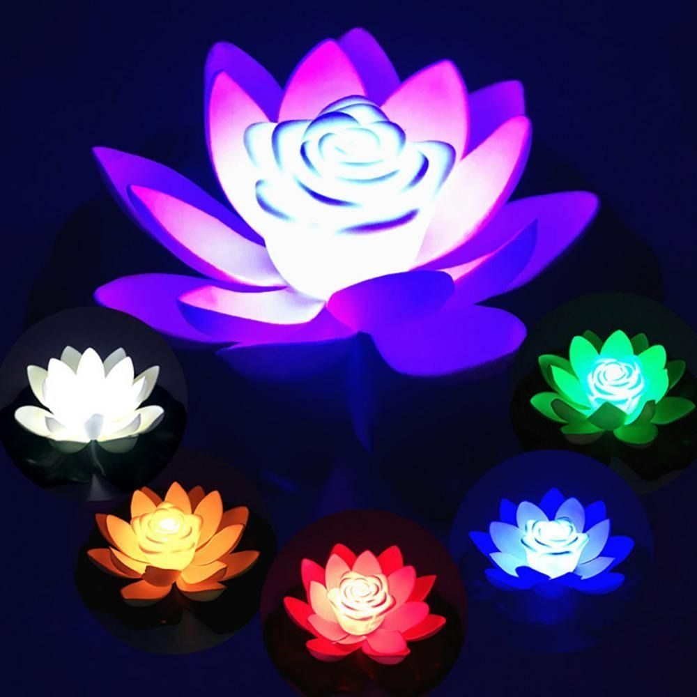 Creative Automatic Sensing Smart Switch Solar Lotus Lamp Waterproof Lotus Artificial Lotus Lamp 28cm Colorful Lotus Wishing Lamp Swimming Pool