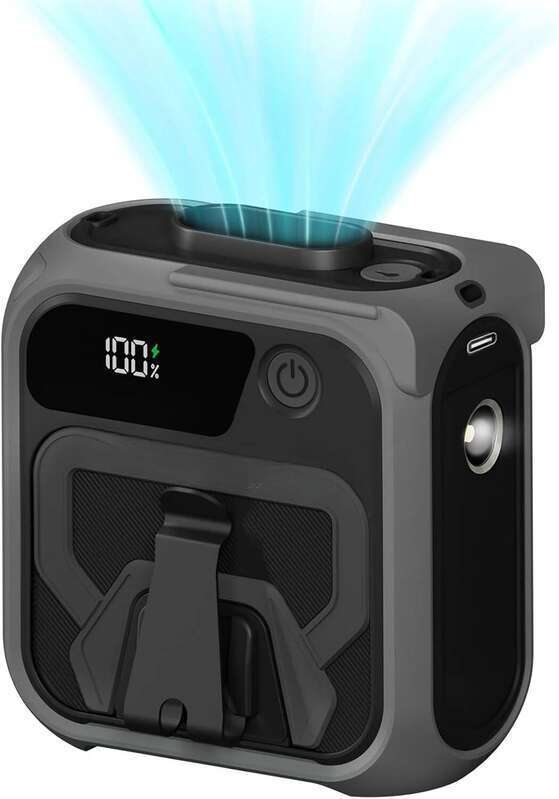 Portable Waist Fan Rechargeable Cooling Wearable Clip Body Belt Shirt Fans Hanging with Light for Camping Travel Outdoor Indoor