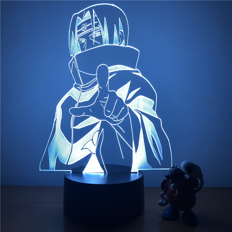 NEW 【Innovative design】Naruto Uchiha Itachi LED Night Light Action Figure 7 Colors Touch Table Decoration Light Optical Illusion Model
