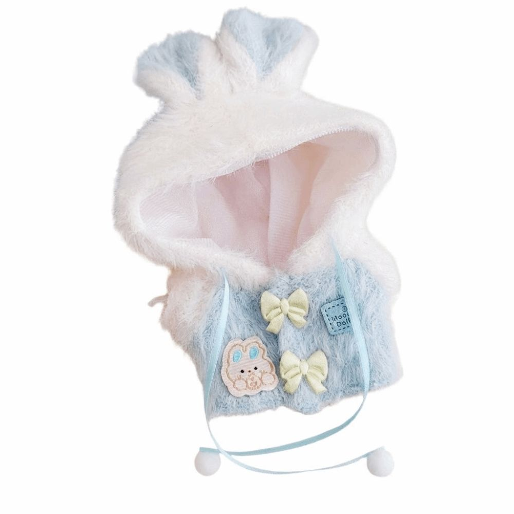 Creative Cartoon Rabbit Ear Doll Clothes Pink Blue Plush Doll Plush Overcoat 10cm Playing House Doll Rabbit Coat Gift