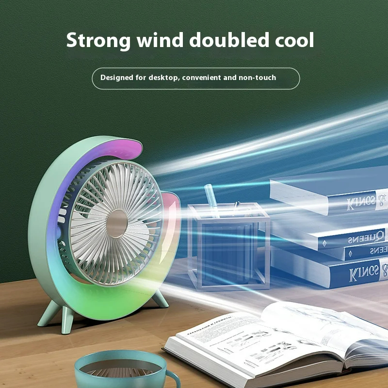 Colorful RGB Lighting Fan Usb Rechargeable Home Electric Fan Portable Fan For Bedroom Office Desktop