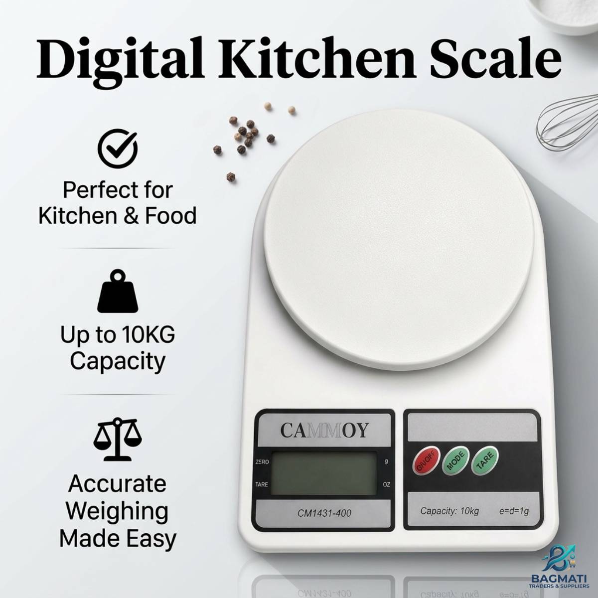 10Kg Digital Weighing Machine | Electronic Kitchen Weight Scale | Food Weighing Scale | Digital Weight Machine for Home & Kitchen