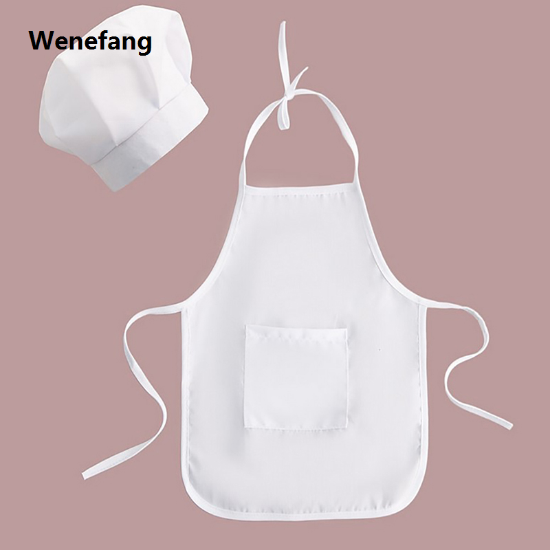Wenefang Cute Kids Chef Apron Hat Set Costumes Cotton Blended Chef Baby White Cook Costume Photos Photography Prop Little Chef Hat Apron