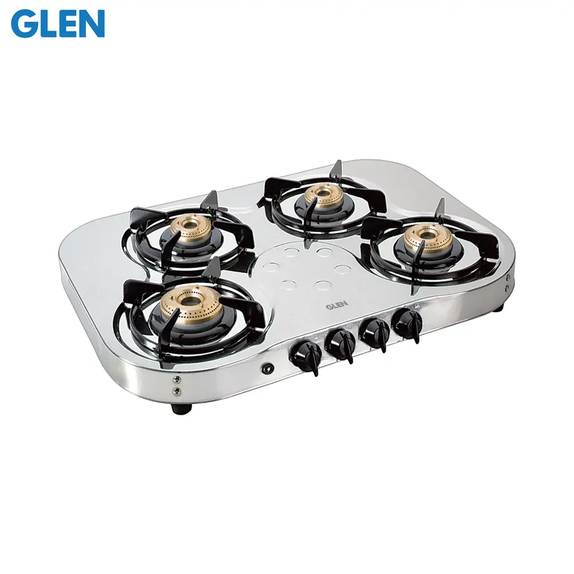 Glen 4 Burner Stainless Steel Gas Stove Auto Ignition High Flame Brass Burner (1045 SS HFBBAI)