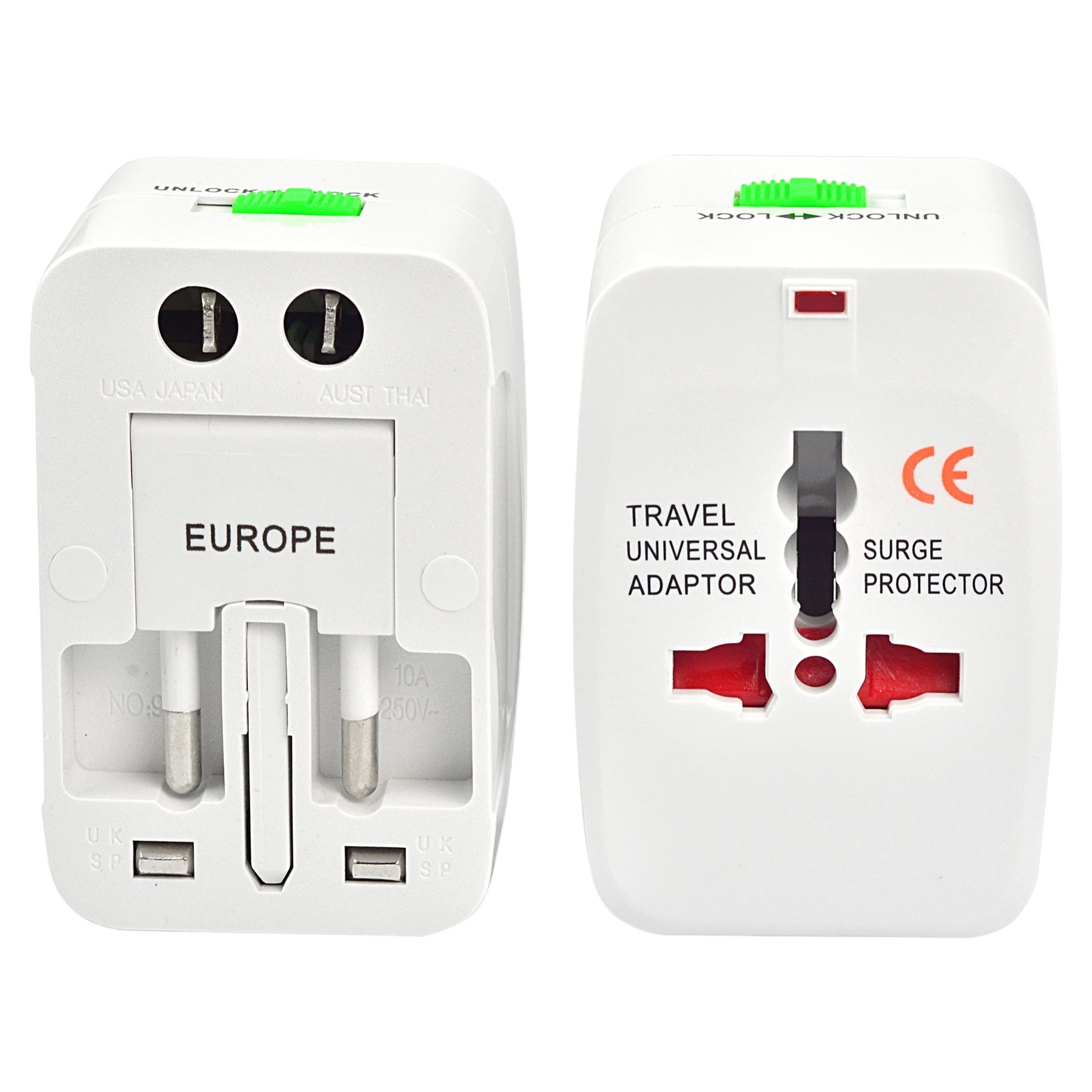Universal Travel AC Adapter White 1 Piece All In 1 International Plug Converter With Travel Pouch