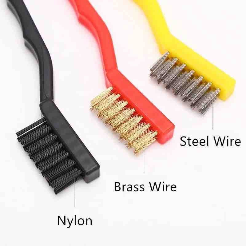 3PCS Wire Brush Cleaning Set | Steel, Brass & Nylon Brushes for Gas Stove, Rust & Kitchen Cleaning