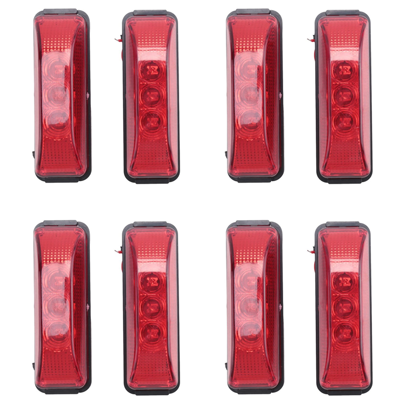 JAERBEE 8PCS 24V 3.9Inch 3 LED Truck Trailer Red Light Front Rear LED Side Marker Lights Clearance Indicator Lamp Waterproof