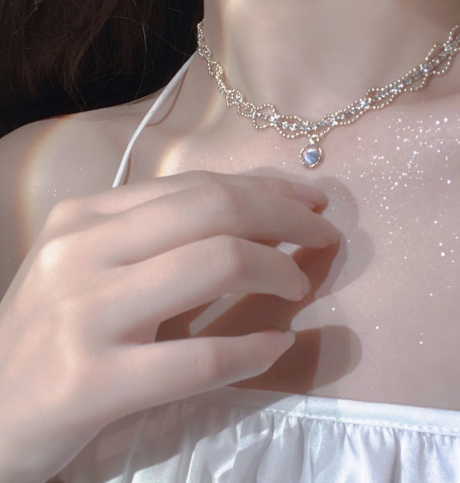 1 Piece Trendy Exquisite Double Layer Crystal Pendant Choker Necklace - Sparkling Zircon Chain for Women & Girls, Perfect Gift for Her