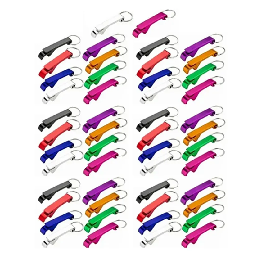 50pcs Practical Aluminum Alloy Keychain Bottle Opener Colorful Mini Beverage Opener Mini Pocket Opener Outdoor