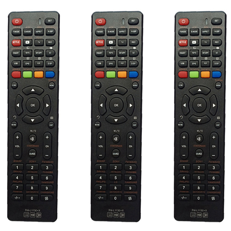3X Rm-L1130 +X TV Remote Control Universal for AKIRA ELENBREG PRIMA OPENBOX Smart TV
