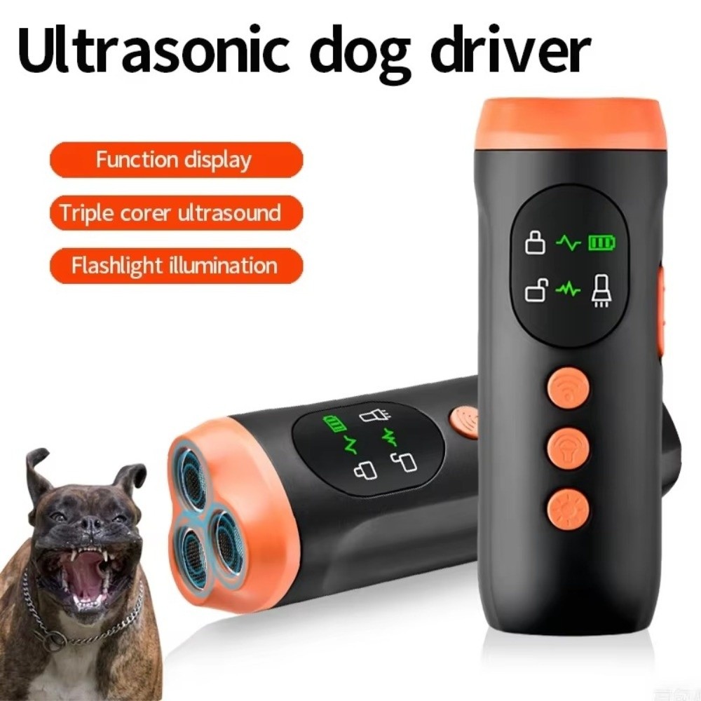 High Power Handheld Ultrasonic Dog Bark Deterrent Rechargeable with Light Anti Barking Training Device Portable Dog Repeller All Dog Breeds