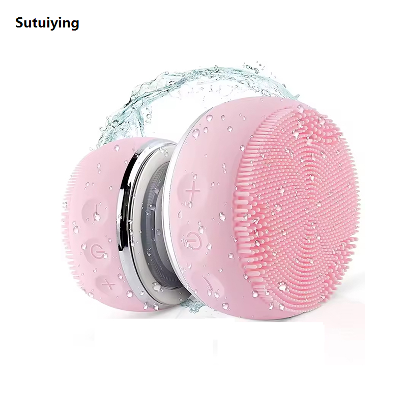 Sutuiying Electric silicone facial cleansing brush ultrasonic vibrating Luxury facial cleansing brush portable facial cleansing brush