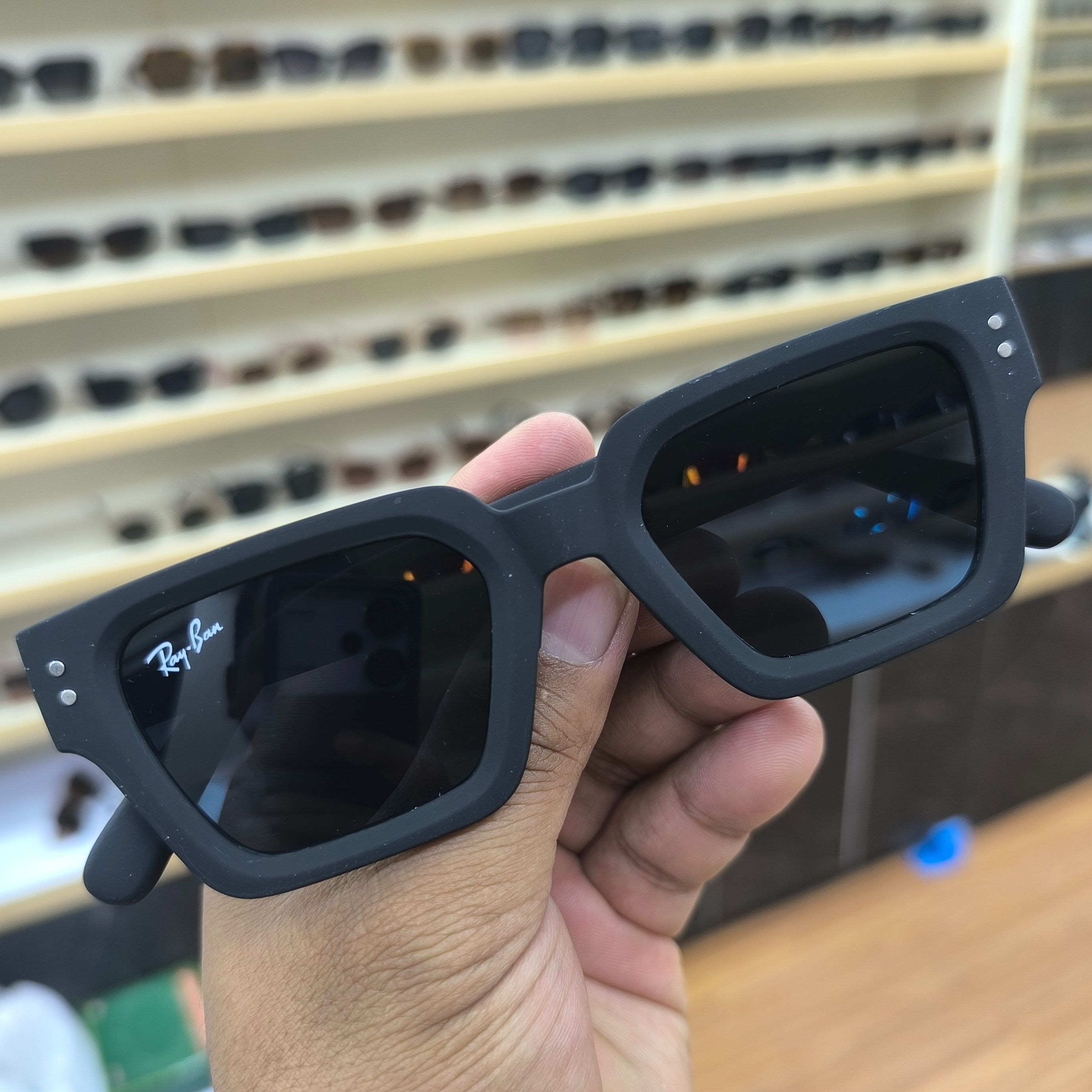 Zoo Shades Rectangle Black Two Line Sunglasses For Men | Vintage Design Black Frame Polycarbonate Sunglasses For Men