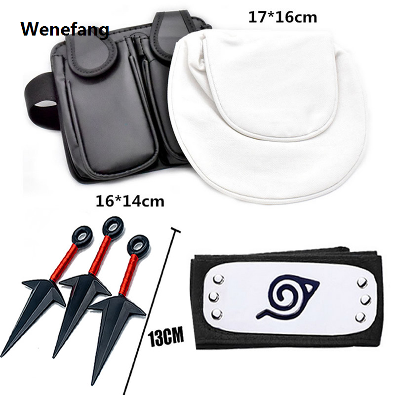 Wenefang Anime Naruto 6pcs/SET Costumes Cosplay Accessories Ninja Bag Hot Selling Kunai Shuriken Prop Akatsuki Kakashi Action Figure Toy Gift
