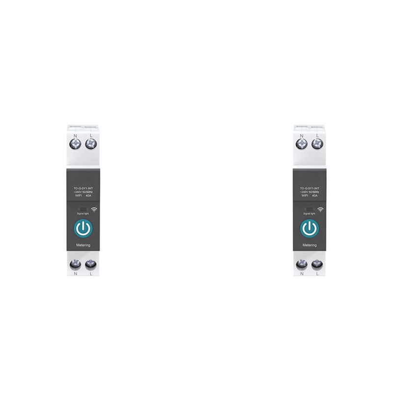 NXFDSIOZ 2X 40A Tuya Single Phase Din Rail WIFI Smart Energy Meter Power Consumption Monitor Wattmeter,Black with Metering