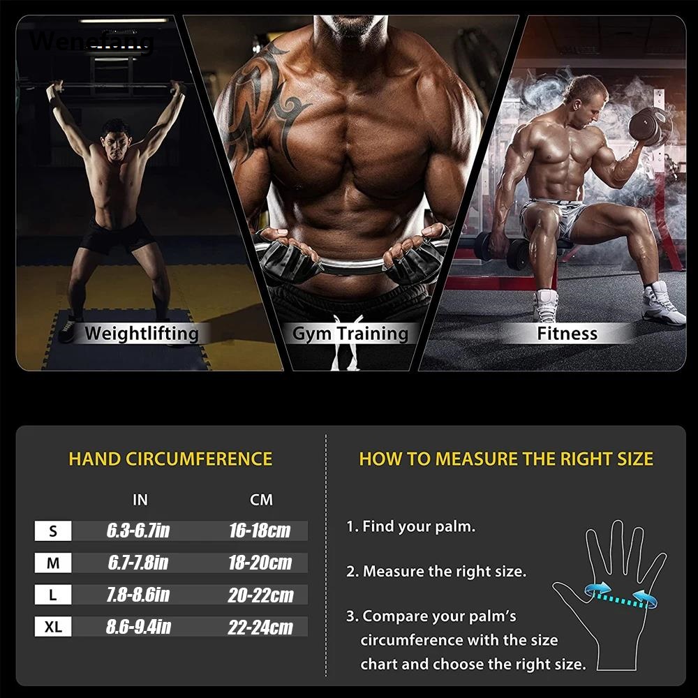 Wenefang 1Pair Half Finger Gym Fitness Gloves with Wrist Wrap Support for Men Women Crossfit Workout Power Weight Lifting Equipment