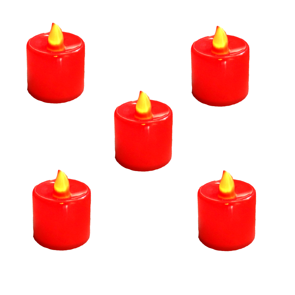 Red Flameless Candles LED Candle Electric Candles Battery Operated (5 pcs)