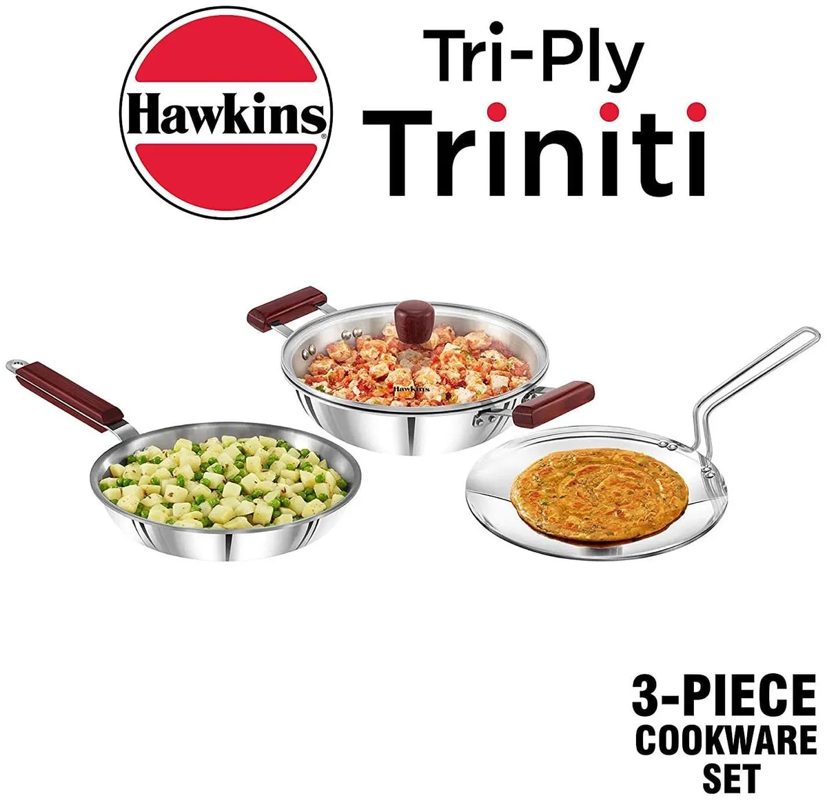 Hawkins Stainless Steel Tri-Ply 3 Pieces Cookware Set - image 1