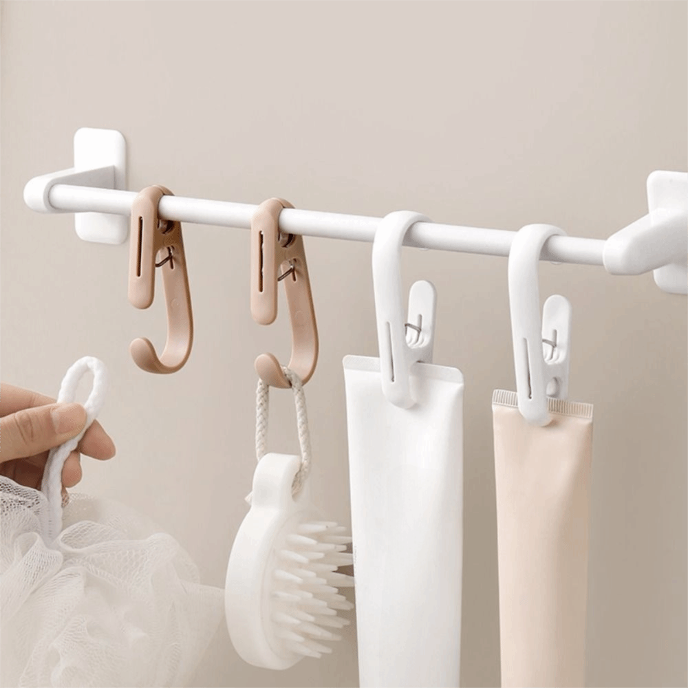 10pcs High Quality Multifunctional Laundry Hooks with Clips Plastic Hanging Home Storage Hook Closet Organizer Bra Hanger Bathroom Wardrobe