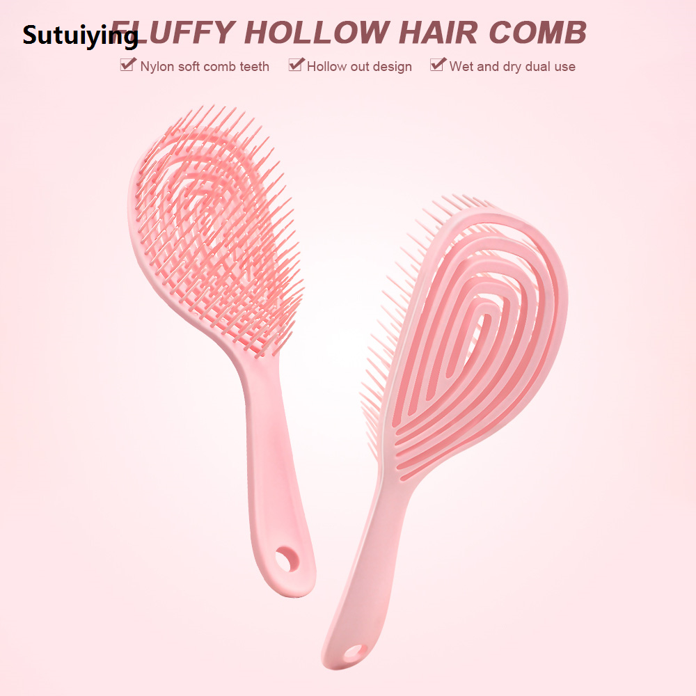 Sutuiying Plastic Hollow Comb Dry And Wet Dual-use Rib Comb Anti-static Anti-knot Bargain price Massage Comb Salon Barber Professional Hairdressing Tool